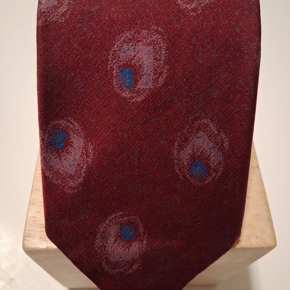 Giorgio Armani Burgundy and Blue Geometric Tie